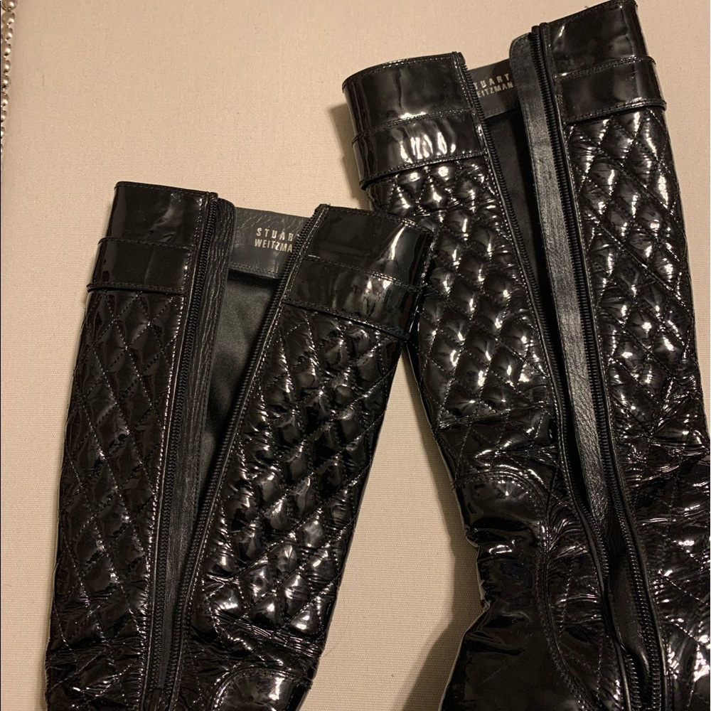Stuart Weizman Guilted Patent Leather Boots. - image 8